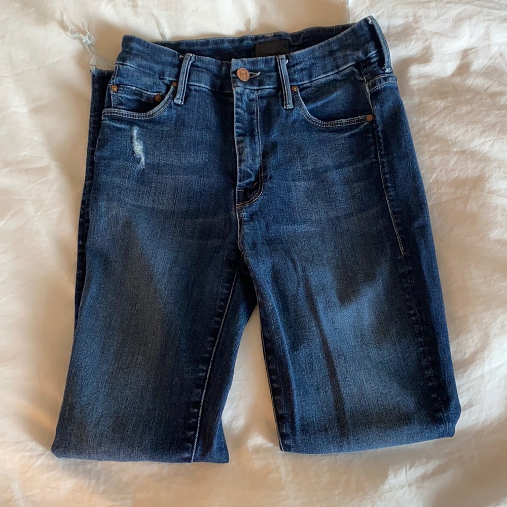 Mother Denim High Waisted Looker Ankle Fray